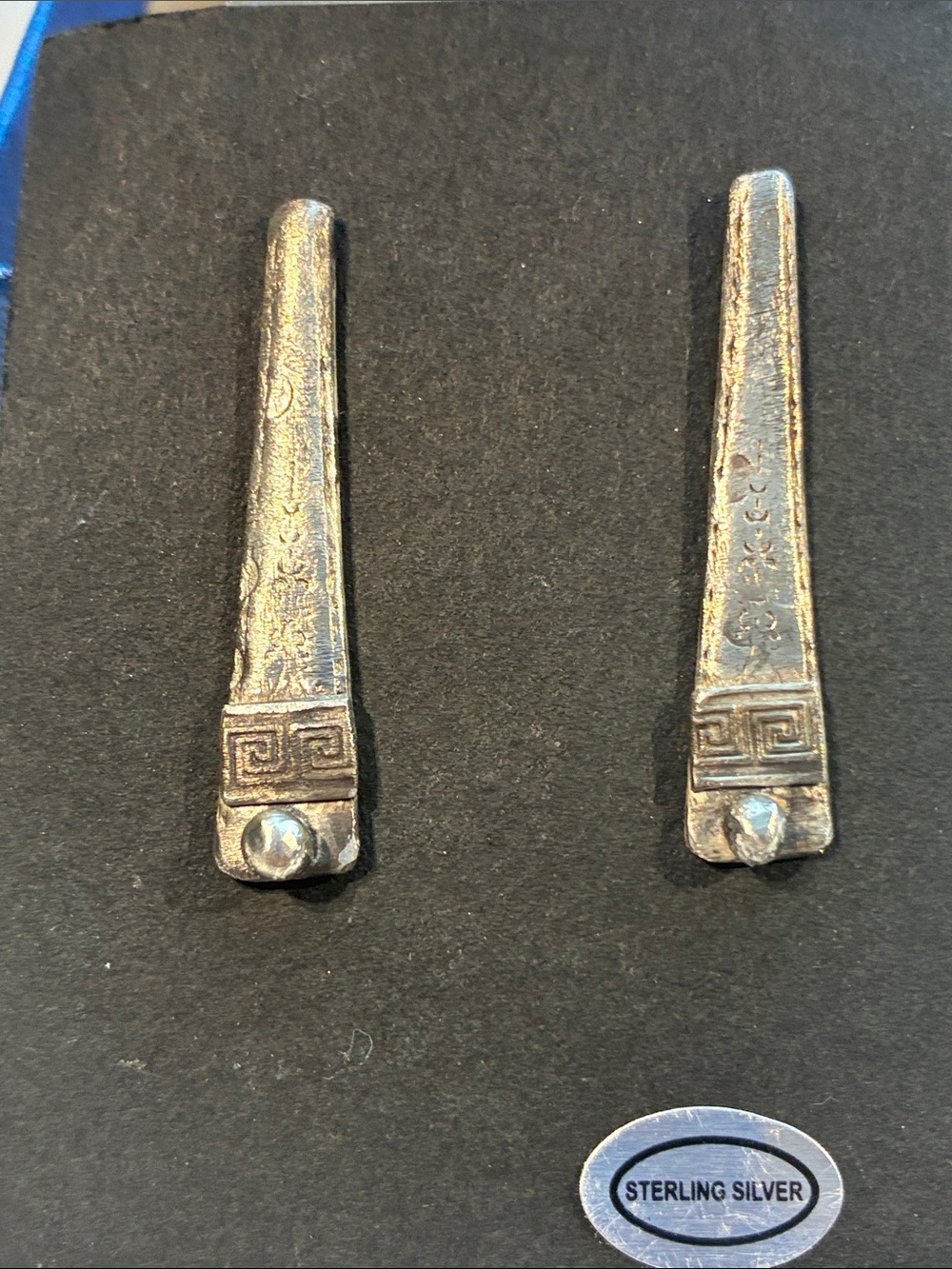 Sterling Silver Artisan-made Vintage-Inspired Earrings  1 1/2 inches long